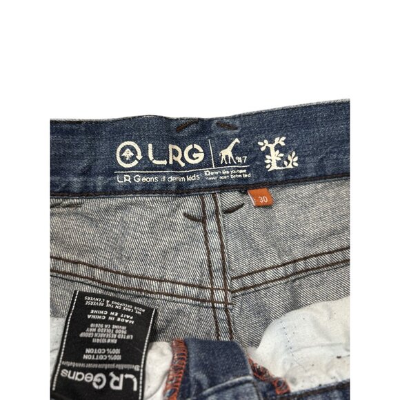 LR Geans Mens Size 30 Classic Fit Blue Denim Straight Leg Distressed - Picture 8 of 9